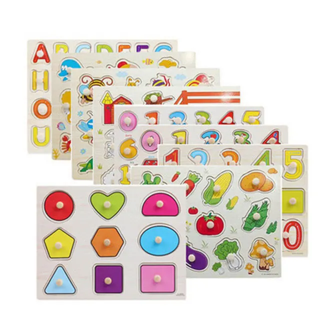 Пользовательские обучения раннего ребенка рука хватать образовательные игрушки, peg головоломки, алфавит деревянные головоломки