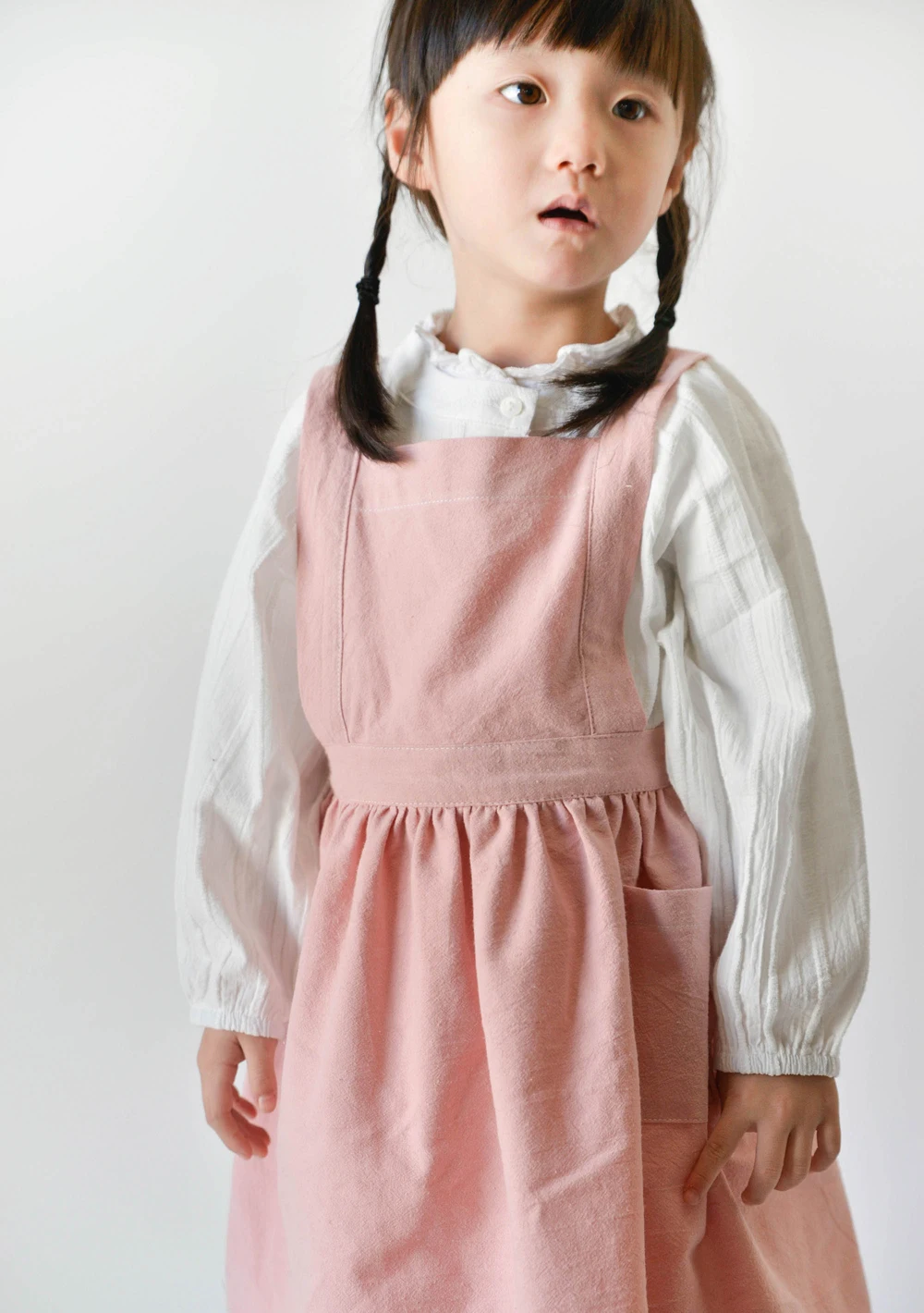 Nordic Vintage Plain Cross Back Sublimation Blank Parent-child Cute Pink Baking Cotton and Linen Child Kids Children Art Apron