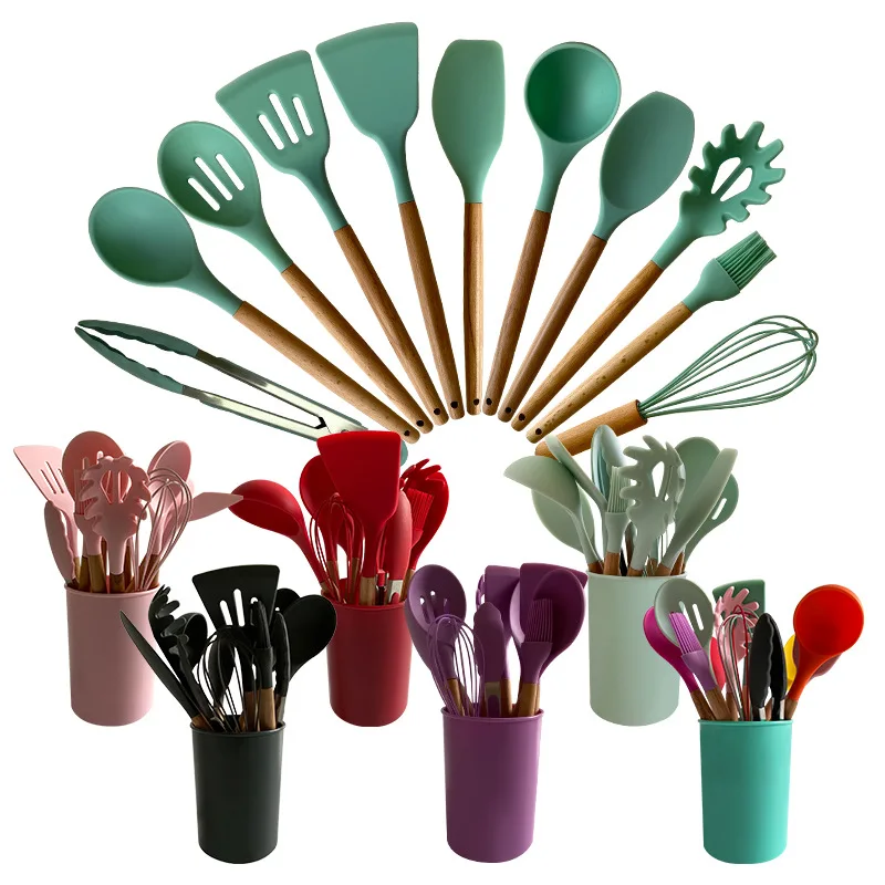 2021 high quality wholesale hot sale kitchenware 12pcs cooking silicone spatula kitchen utensil set