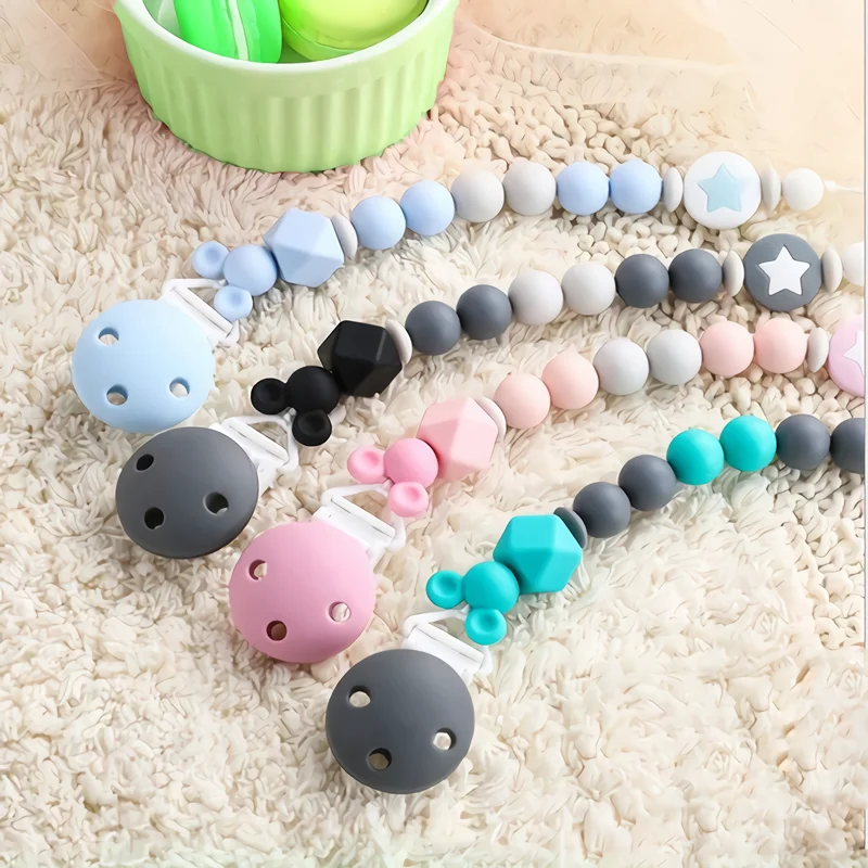 BPA Free Baby Silicone Pacifier Clip Soother Chain Chewable Exercise Teeth BPA Free Silicone Pacifier Holder