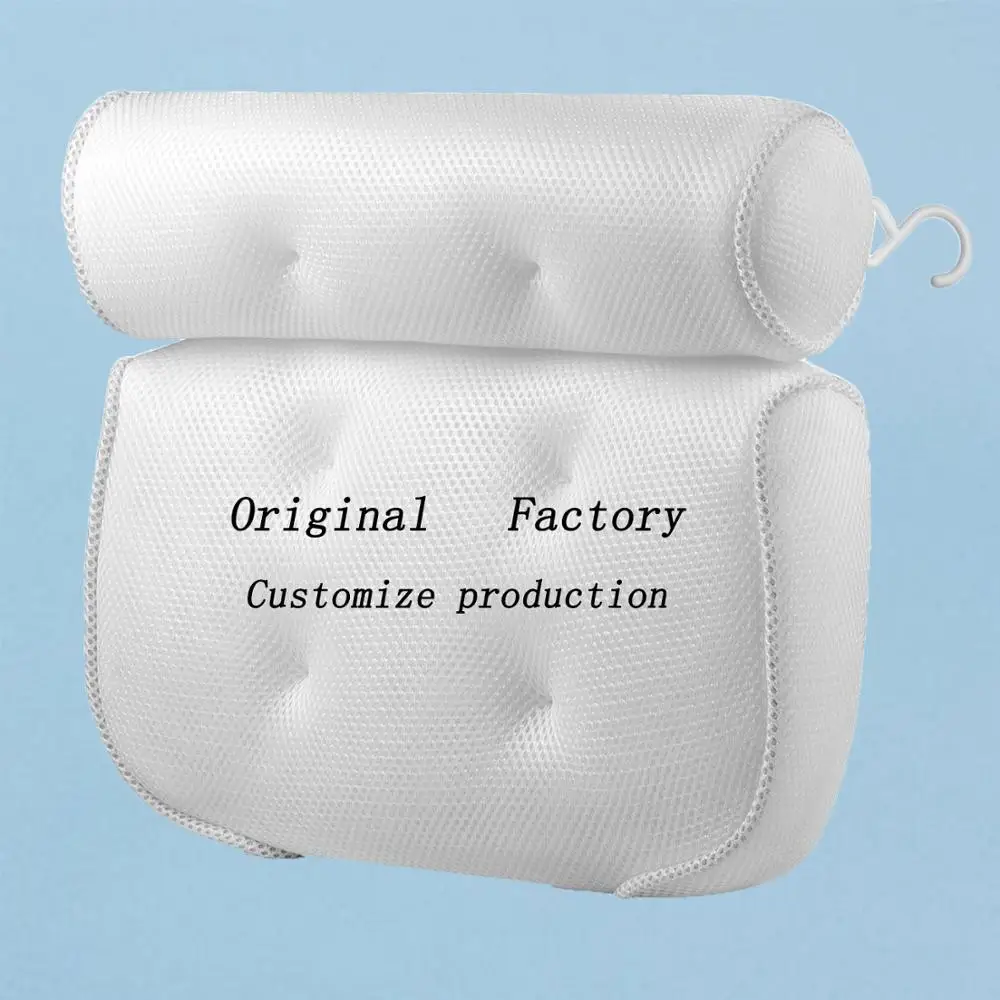 
Customized production wholesale 3D air mesh spa bath pillow bathtub pillow with suction cups 