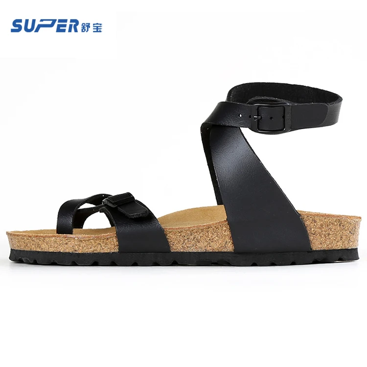 High Quality Arch Support Cork Leather Sandals For Women And Ladies
