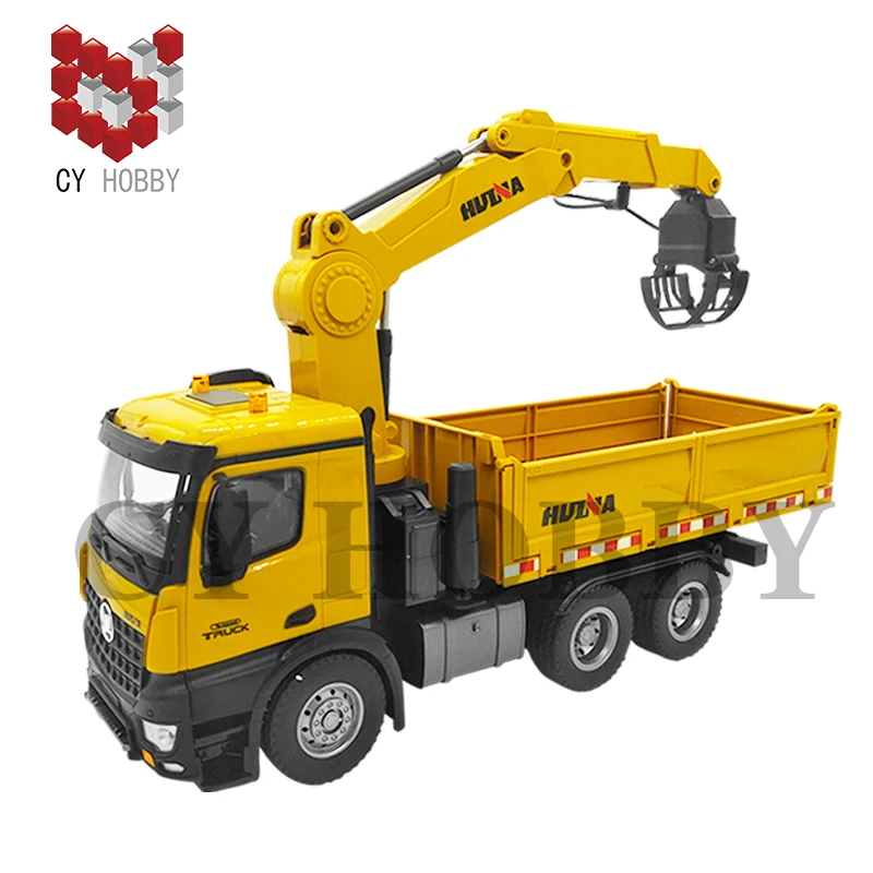 HUINA 1575 575 2.4G 1:14 26CH RC metal dump truck toys remote control construction rc Truck with wood grab