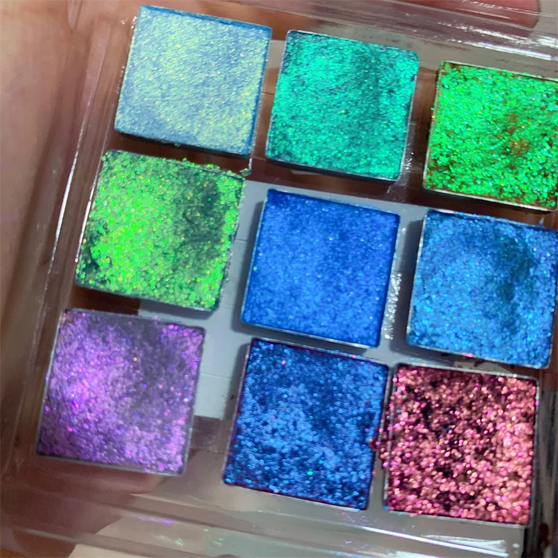 Custom Logo Makeup Maquillage Cosmetics Highly aurora color shift chameleon pigmented eyeshadow pressed Glitter Chameleon Powder