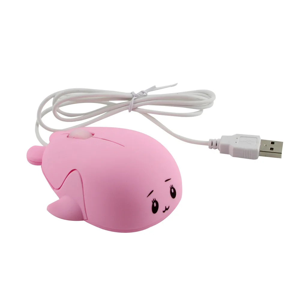 Cartoon Wired Ergonomic 1600 DPI Comic Animation Cute Dolphin Optical Computer Mouse