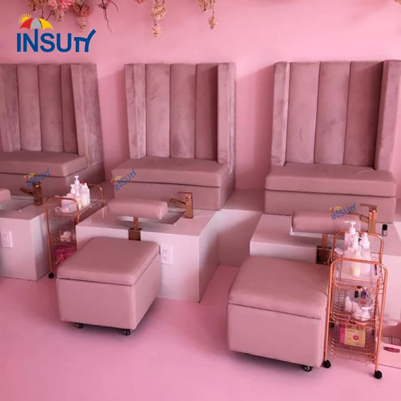 Pedicure chair luxury nail salon furniture foot massage spa chairs with bowl and tap