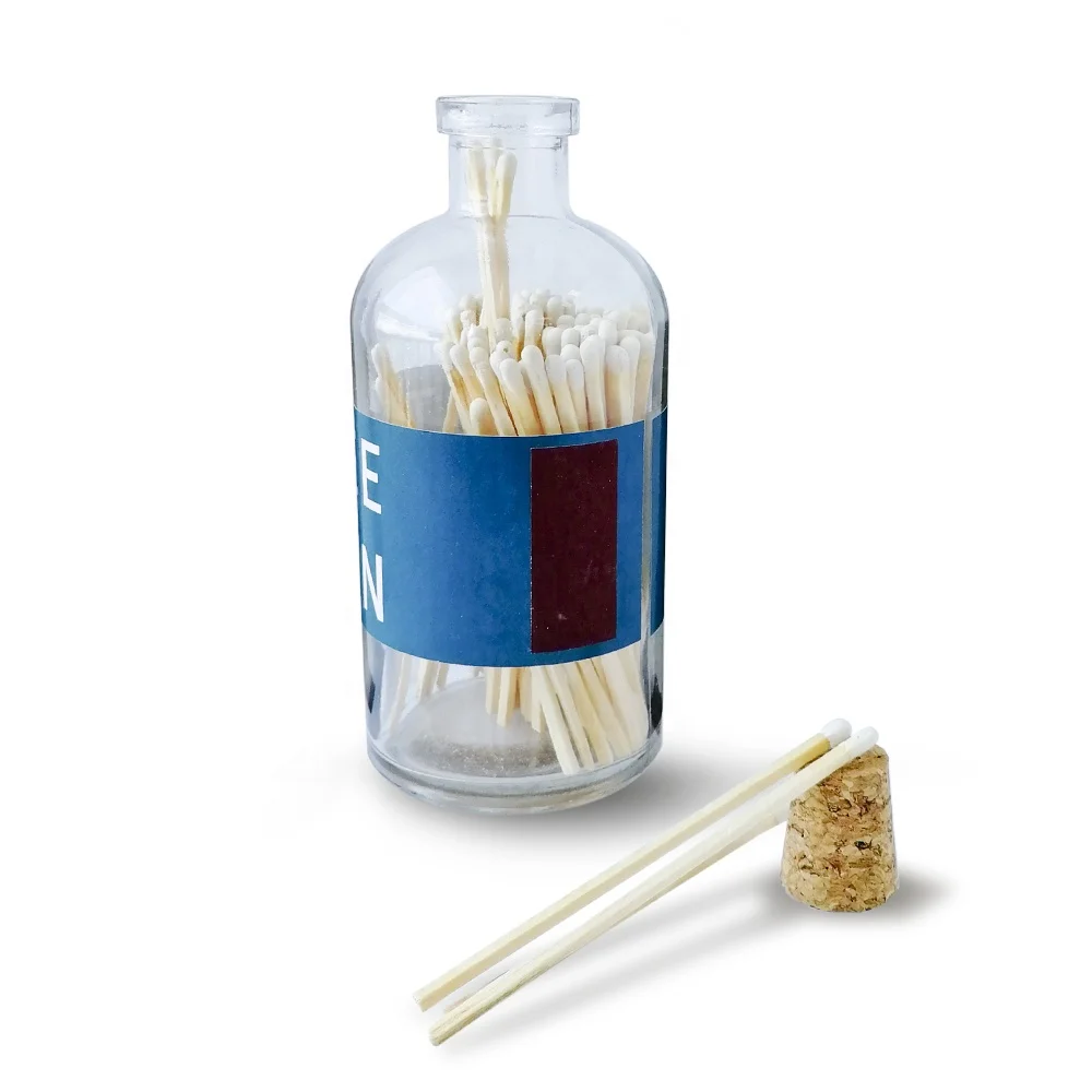 Glass bottle matches wood matches in bulk colored head safety matches