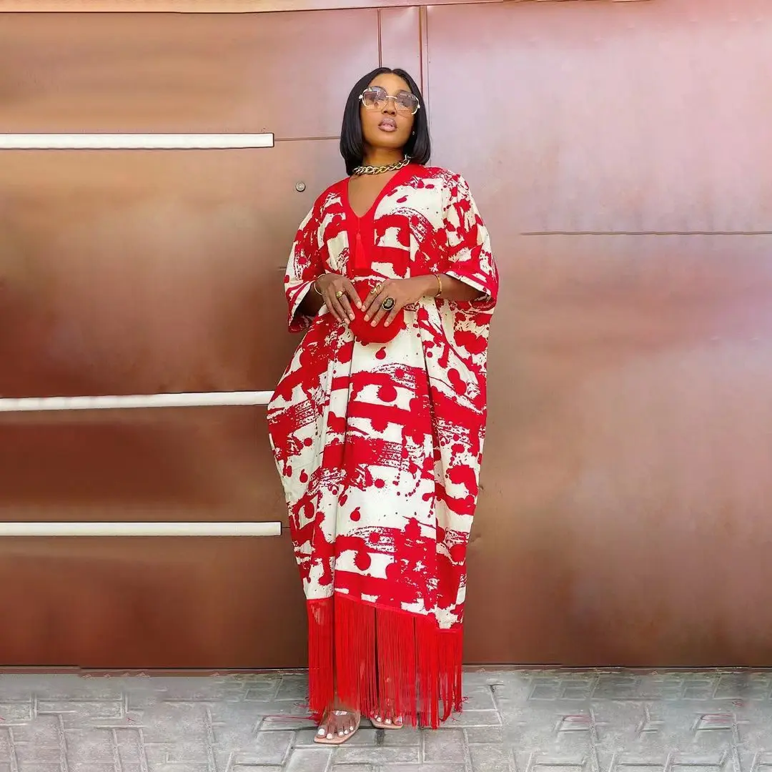 Liu Ming New African Fashion Summer Women Casual Fringe Beach Loose Long Maxi Dresses