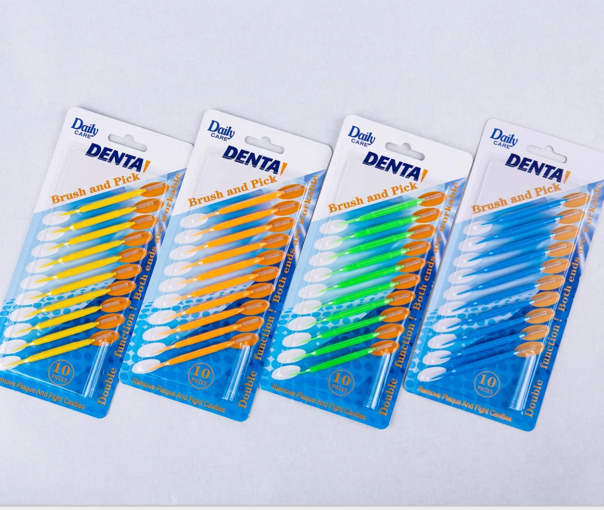 Dental tooth picks double use high quality cheap interdental brush  soft tooth picks and dental brush for tooth clean oral.