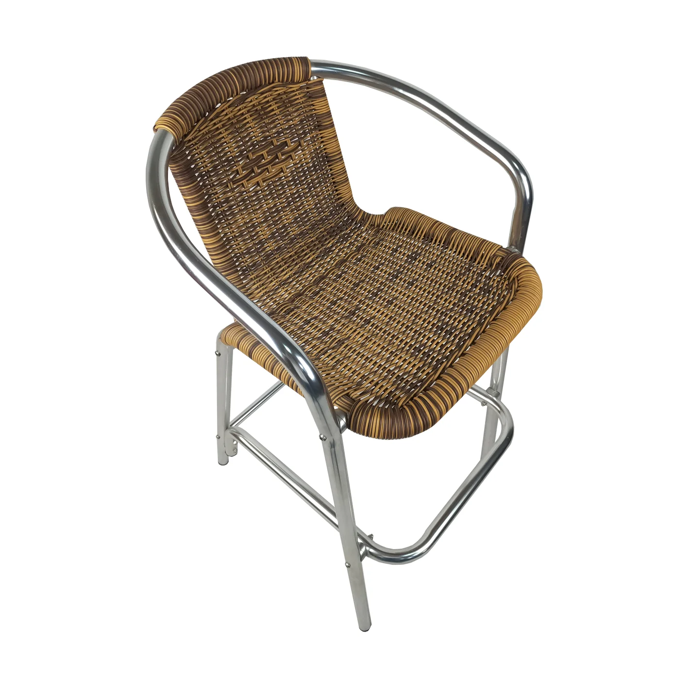 Modern Stainless Steel Stackable Metal High Stool Outdoor Rattan Bar Chair