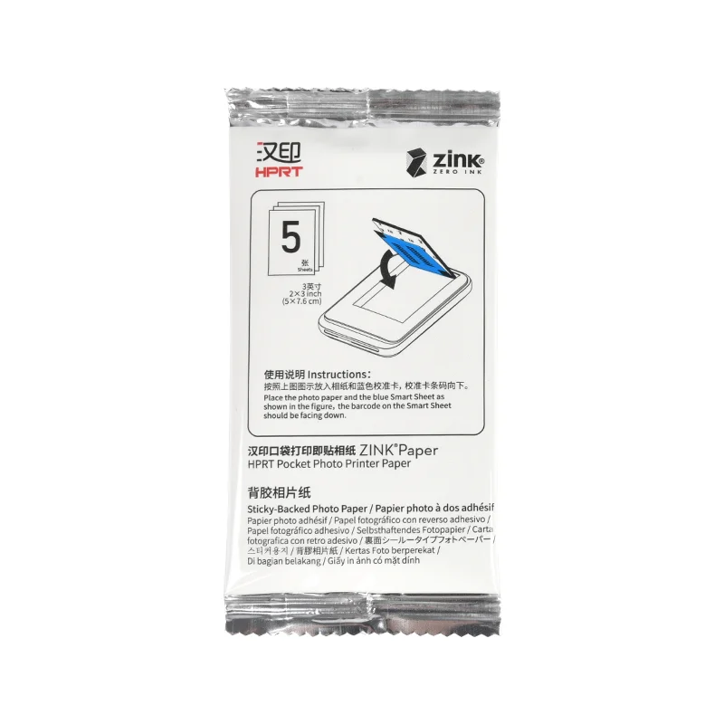 Миниатюрный цветной принтер AR PRT MT53 300 точек/дюйм, оригинальный клей ZINK 2*3 дюйма, 50*76 мм, клейкая фотобумага