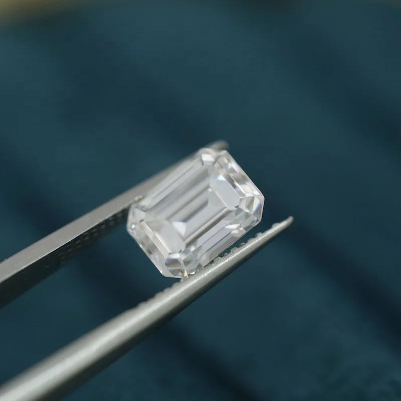 SICGEM Pure White VVS Emerald Cut Moissanite Synthetic Loose Gemstone Wholesale Availability
