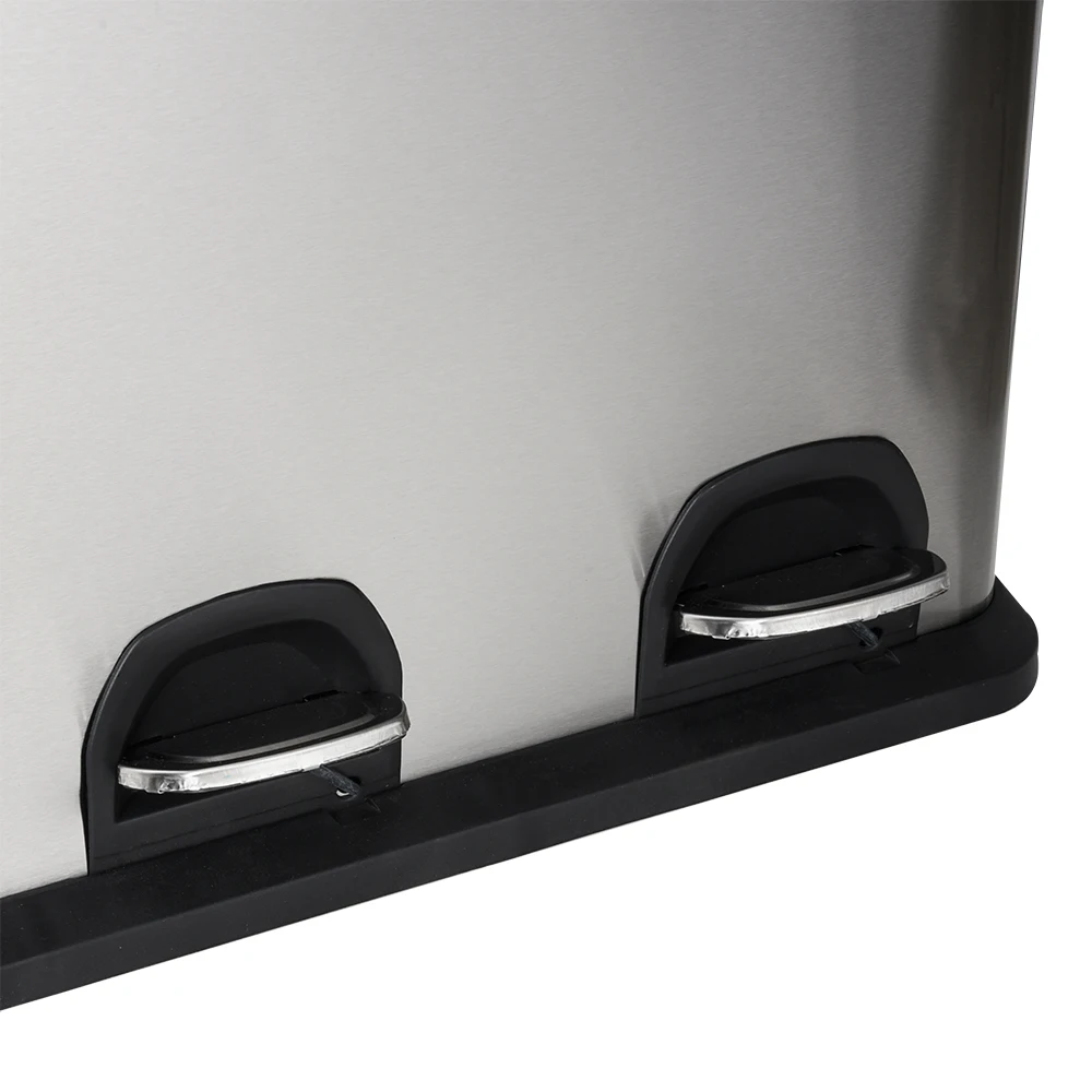 Triple 3 compartment stainless steel iron recycle pedal trash can dustbin