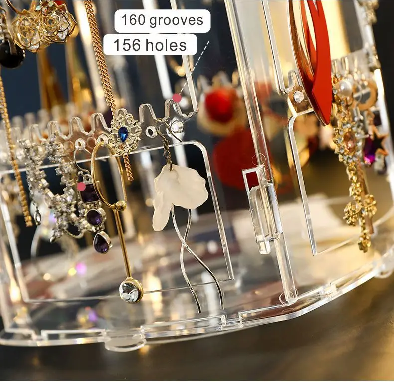 Spinning Acrylic Jewelry Display Rack Rotating Necklace Holder