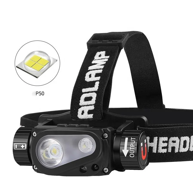 Outdoor Lighting High Power LED Headlamps 2500 Lumen Rechargeable Waterproof Head Light with Powerbank Magnet sensor for Camping