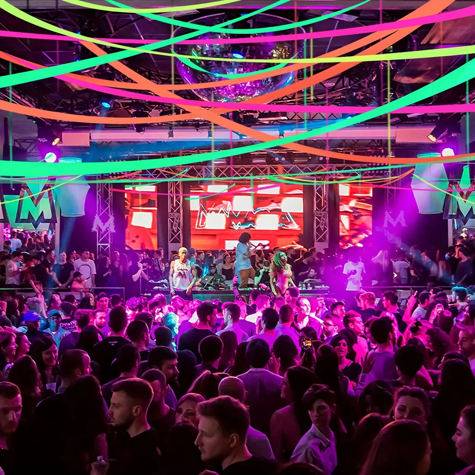 Party Supplies Decorations Accessory UV Neon Paper Crepe Streamers Fluorescent Garland Glow In The Dark Blacklight Streamers