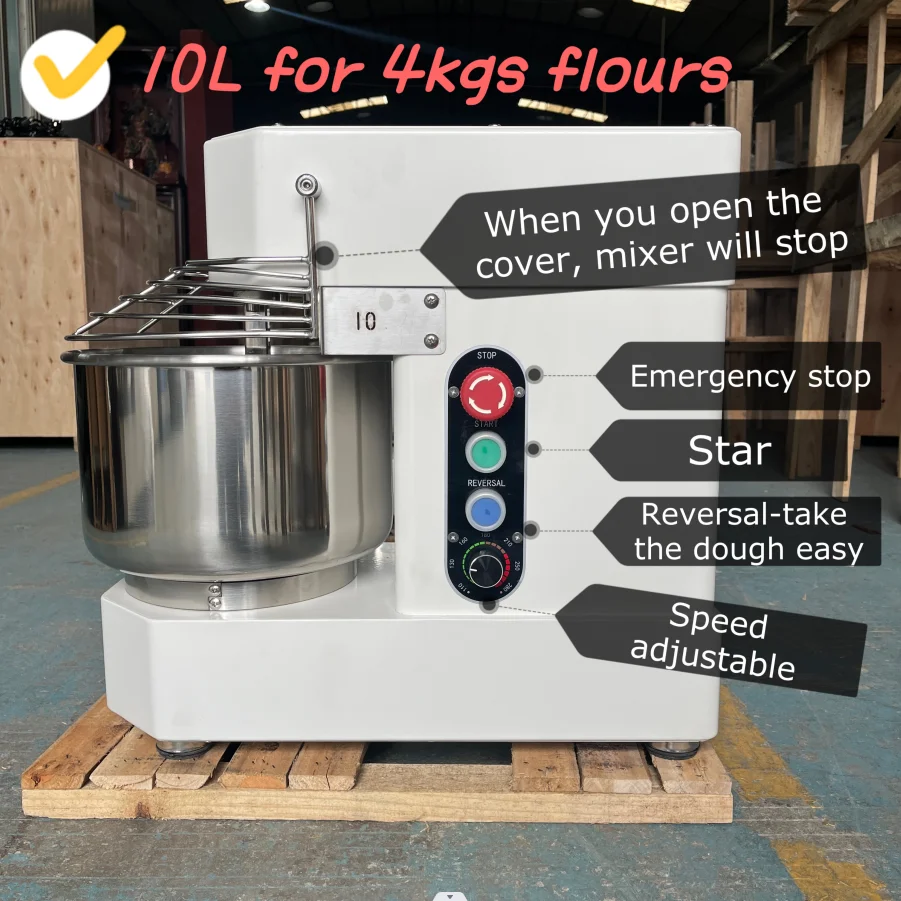 10L 4kgs flour Spiral Dough Mixer Bakery Equipment Bread Pizza Cake Mixer Bakery Machine Spiral Mixer
