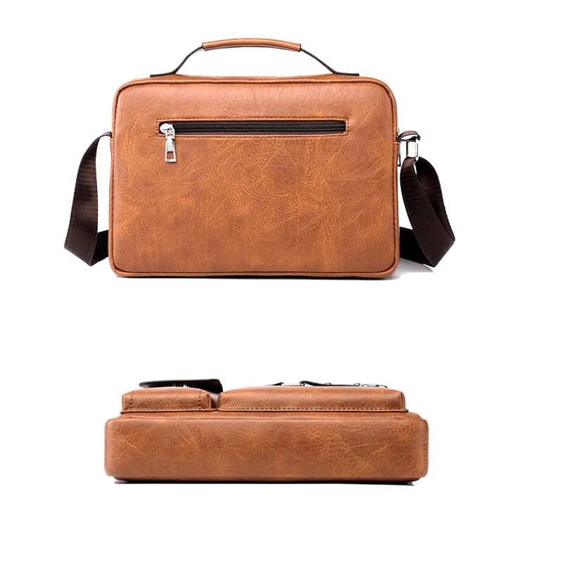 Mens Messenger Bag Waterproof Vintage Pu Leather Computer Laptop Bag Crossbody Bags For Work Men Satchel Handbag