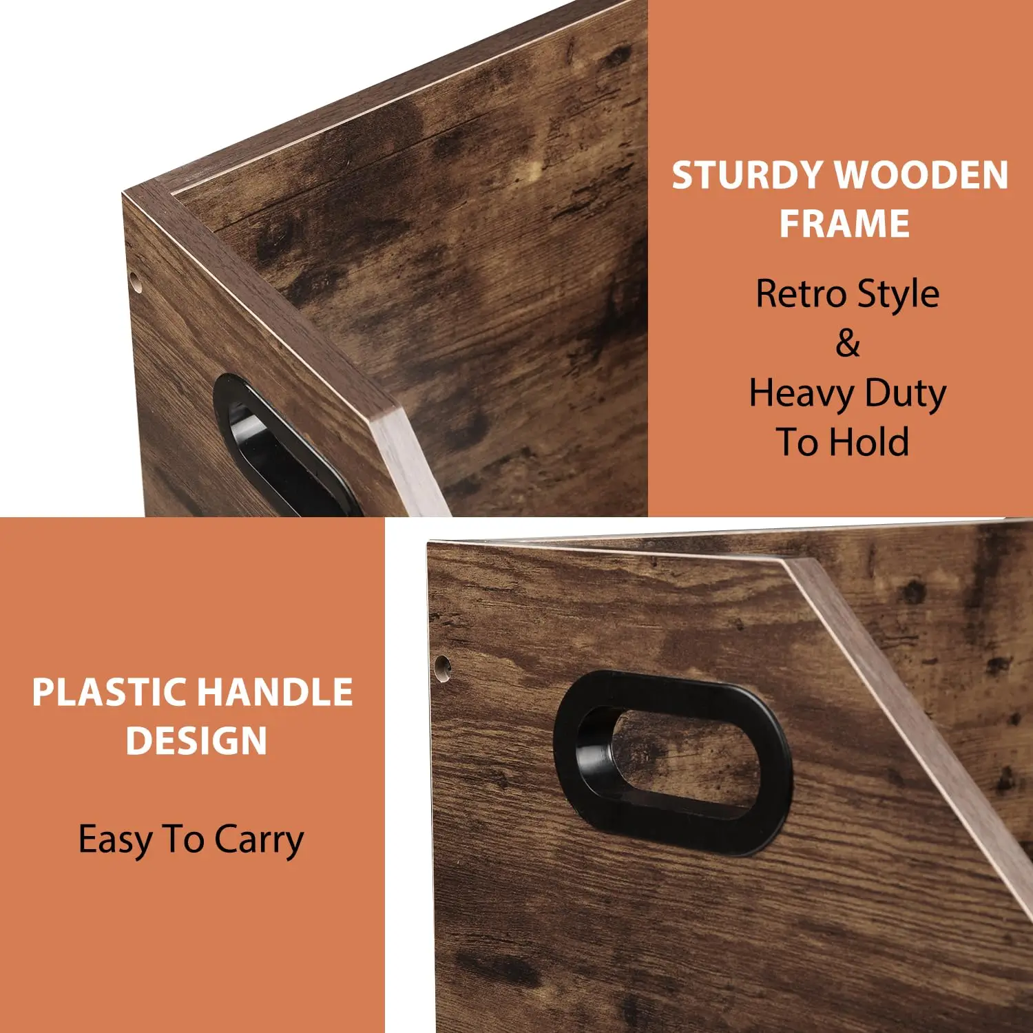 Album Storage Crate Wooden Record Holder  for Vinyl Records with Handles,Blackboard,Colored Chalk