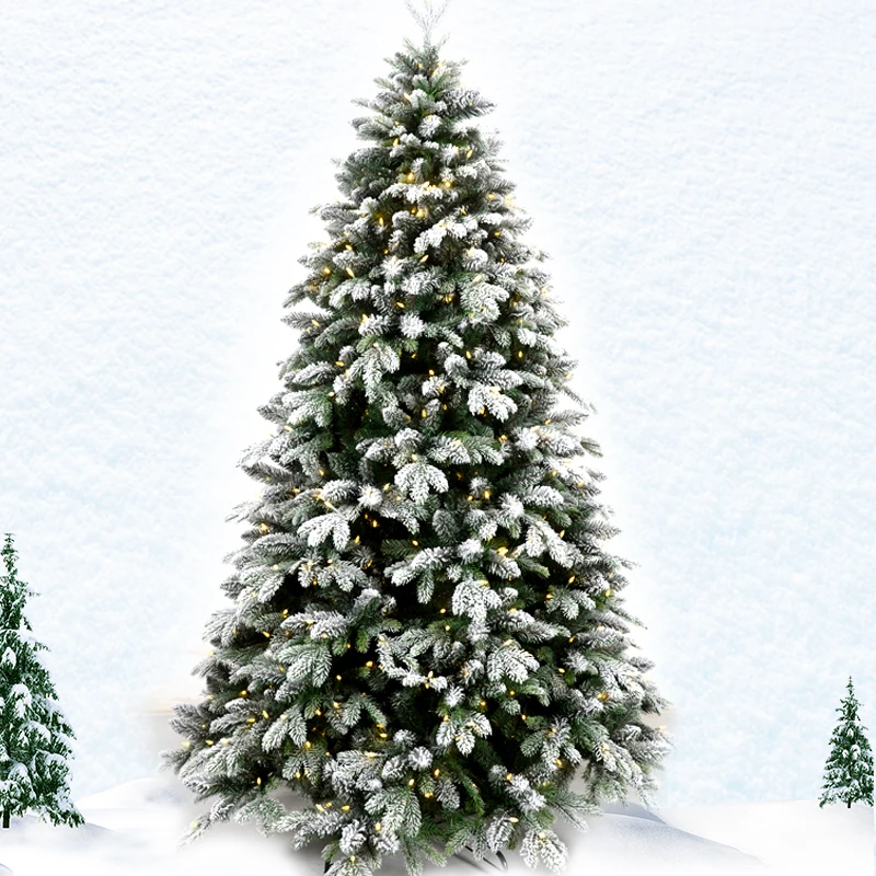 Hot Sale Artificial Snowing PE PVC Christmas Trees With Beautiful LED Lights 7FT 8FT XMAS Tree