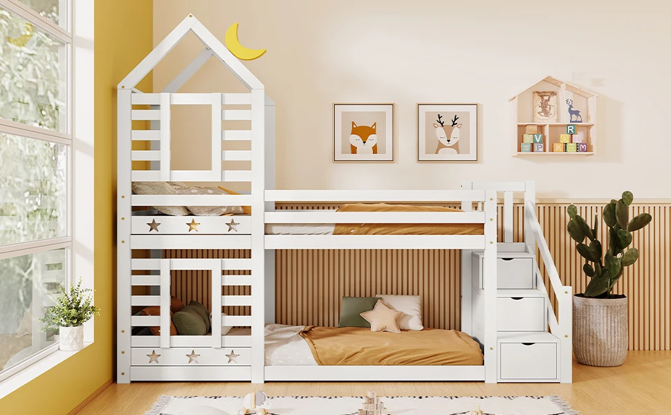 Japan kids twin bunk beds with ladder and safety rail bunk beds with stairs twin over full kids bunk beds with drawers