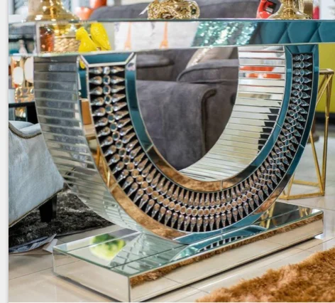 Top Sell living Room Mirrored  Crushed Diamond Console Table Hallway Table