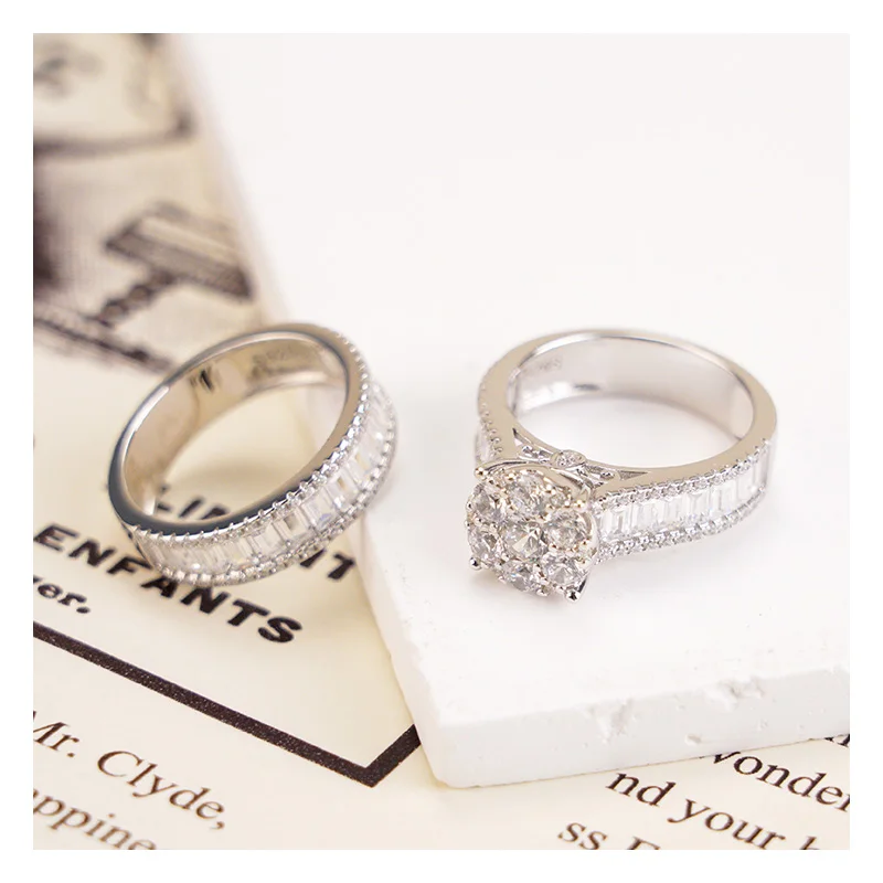 14k Gold and 925 Sterling Silver Micro-Infused Zircon Set Ring for Wedding Engagement Anniversary or Party Gift