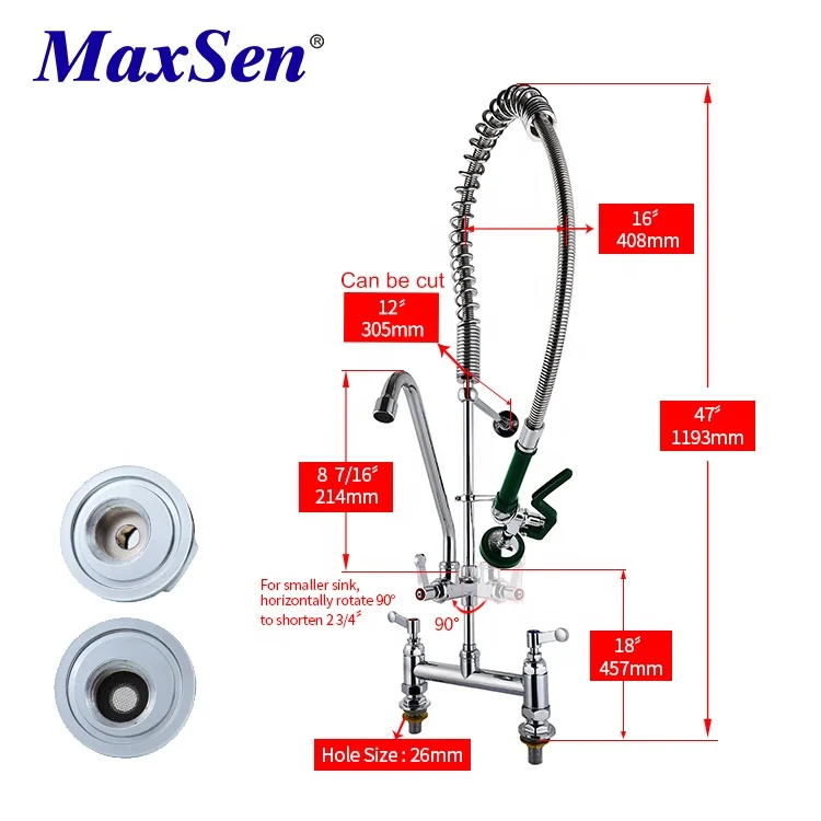 Commerical Pre rinse Deck Mounted Water Sink Pull down Kitchen Pre rinse Sink Faucet Ceramic Valve Core Copper Pre rinse Units