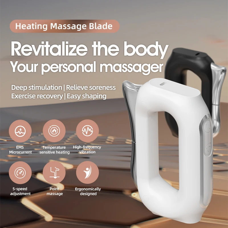 Custom KC Battery Deep Tissue NMES Myofascial Massager blade Physical Therapy Electric Gua Sha Scraping Massage Tool