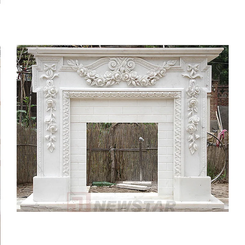 Newstar Modern Classic Marble Fireplace Home Indoor Fireplace Natural White Marble Fireplace