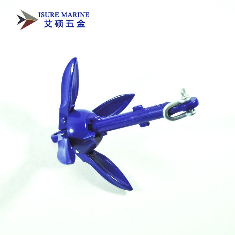 ISURE морской синий алюминиевый складной якорь для лодки маленький складной якорь с скобой морское оборудование аксессуары для лодок 0,5 фунтов