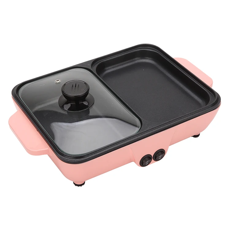
2021 Bbq Grill Mini Cooking Multifunction Electric Skillet With Glass Cover 