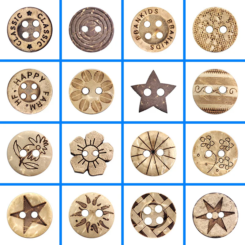 custom 15MM 20MM  25MM handmade Round 2 4 holes laser engrave wood buttons shirts wooden button