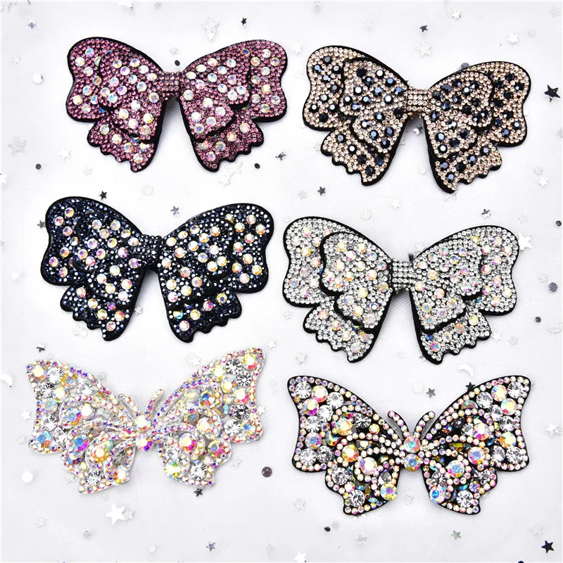 AB color rhinestone bow diamond flower clothing stickers applique DIY handmade shoe bag cravat patch decoration accessories