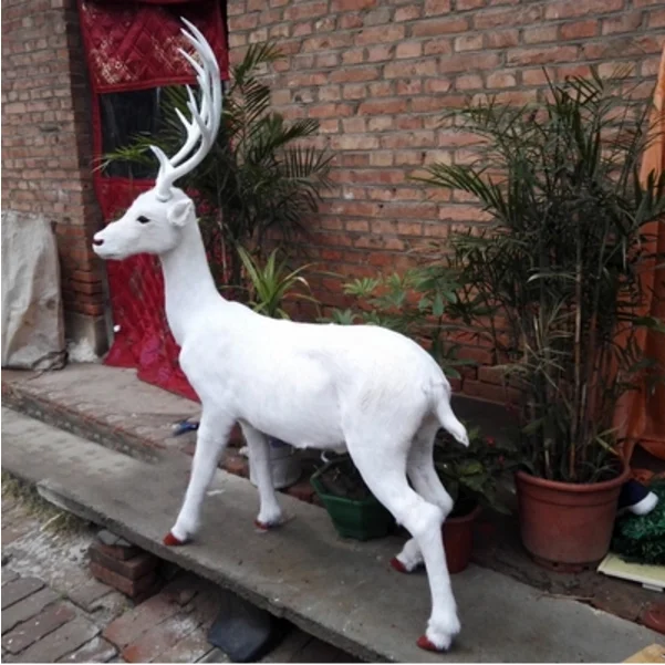 christmas reindeer outdoor decorative white deer realistic plush toy sika deer
