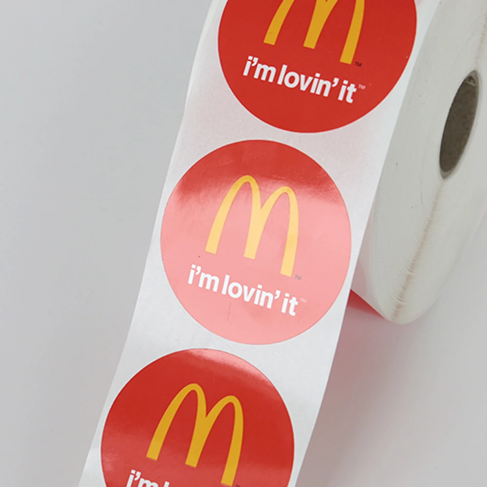 Free sample factory made custom adhesive roll label sticker printing customized round logo vinyl sticker print