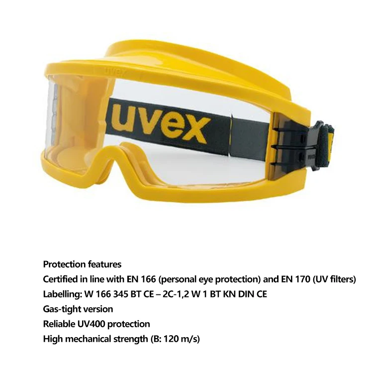 Uvex ultrasonic 9301613 Lentes De Seguridad Chemical Scratch Resistant Anti Fog UV Eye Protection Safety Goggle