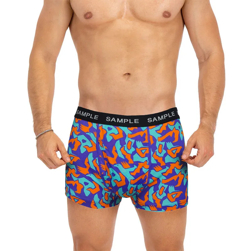 OEM ODM Underwear Manufacturer Customized Printing Customized  Mesh Sports Underwear Men Polyester Nylon Custom Boxers
