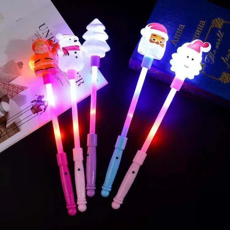 Hot New Christmas Cartoon Light Wand Santa Snowman Luminous Glow Sticks Creative Gift Wholesale