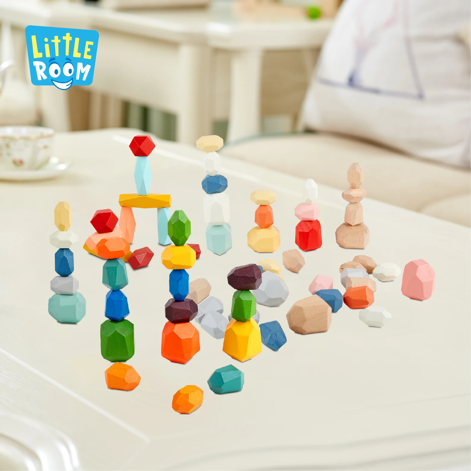
Educational juguetes Children Gift Rainbow Stone Set Creative Montessori Wooden Balancing Building Blocks Stacking Toys For Kids 