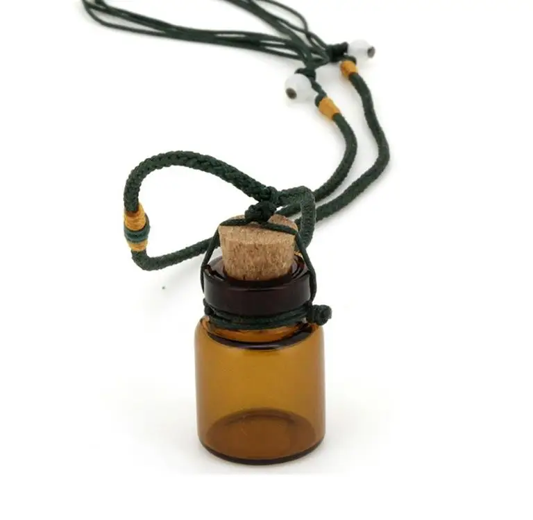 Spot wholesale 2ML brown essential oil bottle necklace glass perfume bottle pendant jewelry