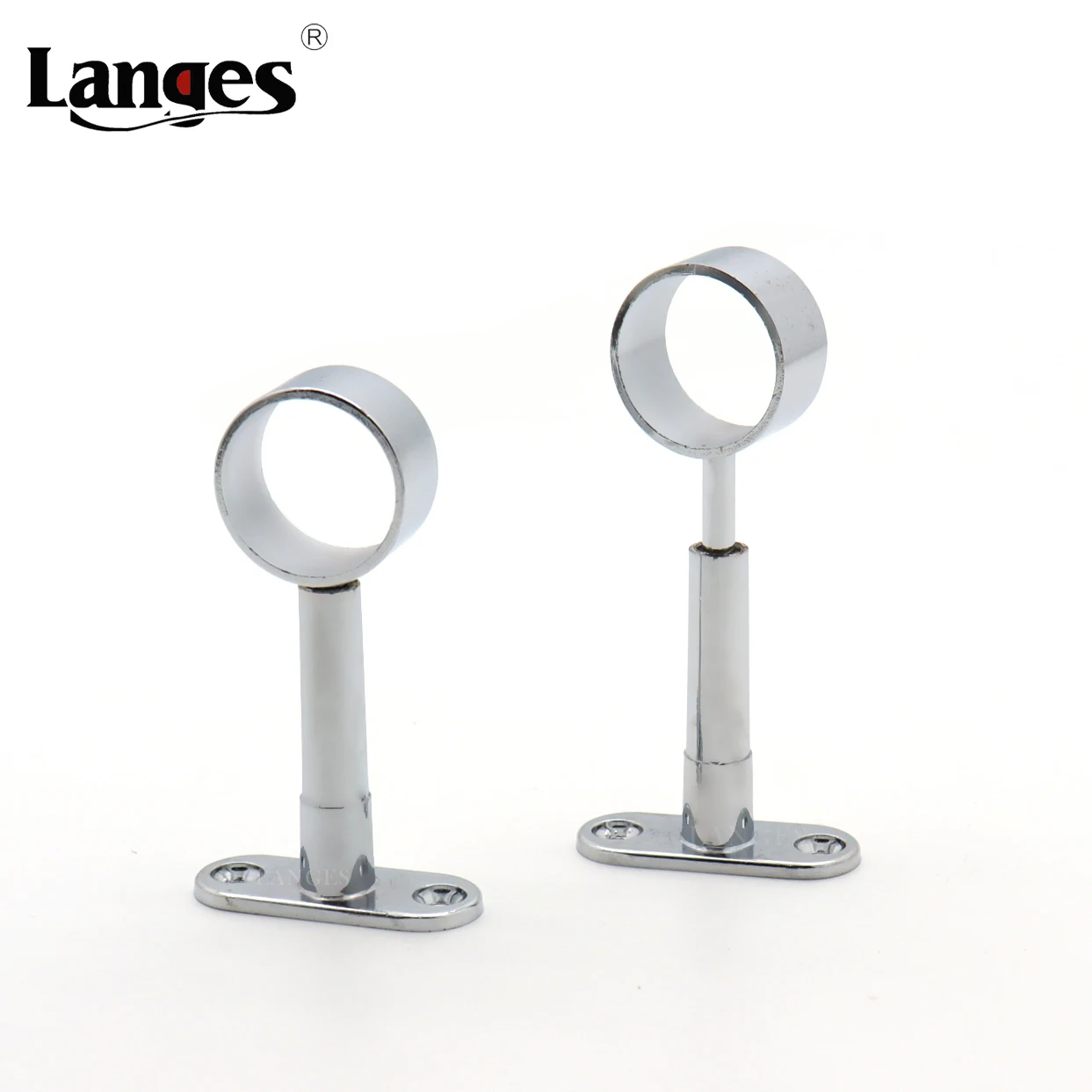 Adjustable Stainless Steel Ceiling-Mount Round Head Bracket Wardrobe Pipe Closet Flange Holder