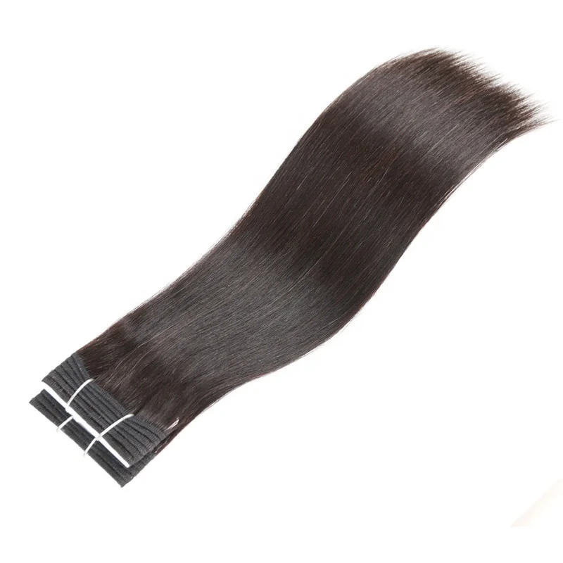Wholesale 6 to 30 inch smooth remy human hair extension weave bundles natural bone straight wave double drawn virgin human hair