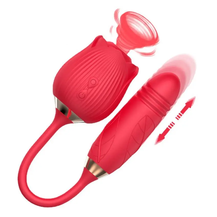 2 In 1 Adult Sex Toys G-Spot Clitoral Sucking Stimulation Vibrator With Telescopic Vibrating Dildo Sex Toys For Women