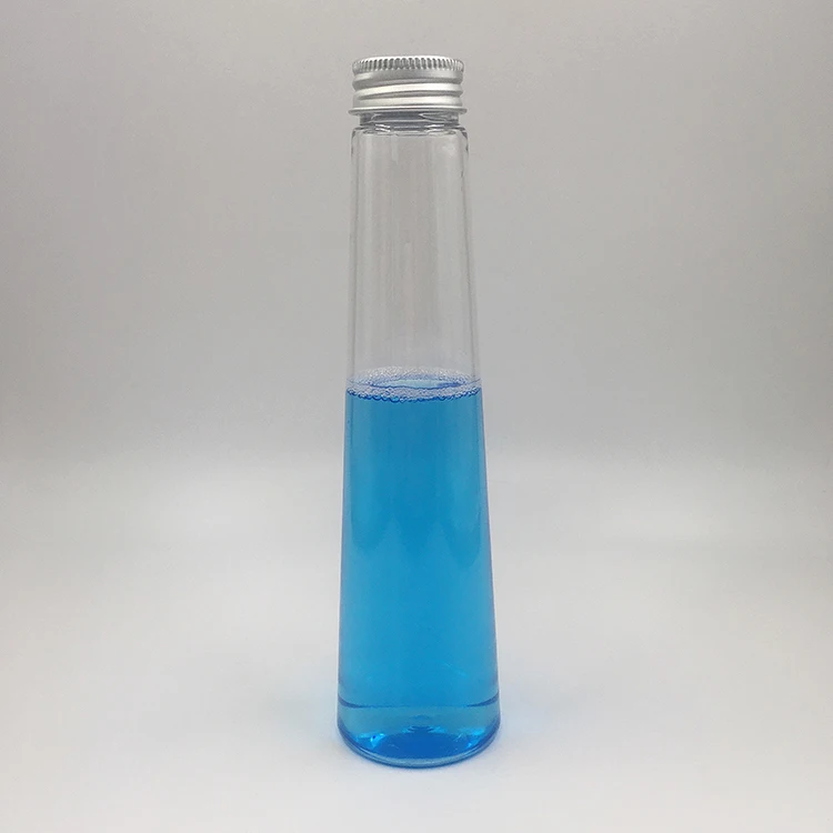 200ml 250ml 300ml 350ml 450ml Cone Shape PET Plastic Juice Bottle For Milk Tea liquor wine Beverage Packing