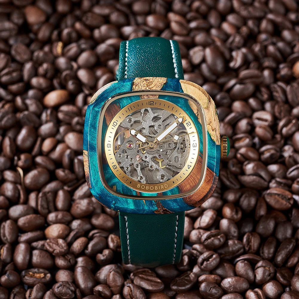 New material fashion splash-proof high-quality leather strap can be customized LOGO hollow mechanical watch