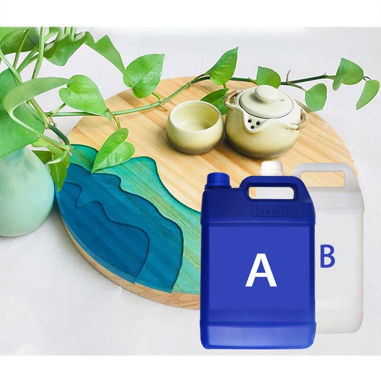 Hot selling 3:1 mixed crystal Glass Resin Solid Wood Table Tops Wooden Clear Epoxy Resin Table Top With Wood Slabs