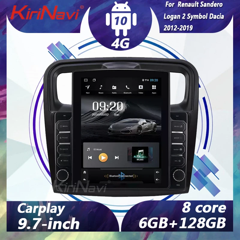 Автомагнитола KiriNavi Android 10 для Renault Sandero Logan 2 Symbol Dacia навигация GPS dvd плеер стереосистемы Автомобильное видео аудио DSP BT