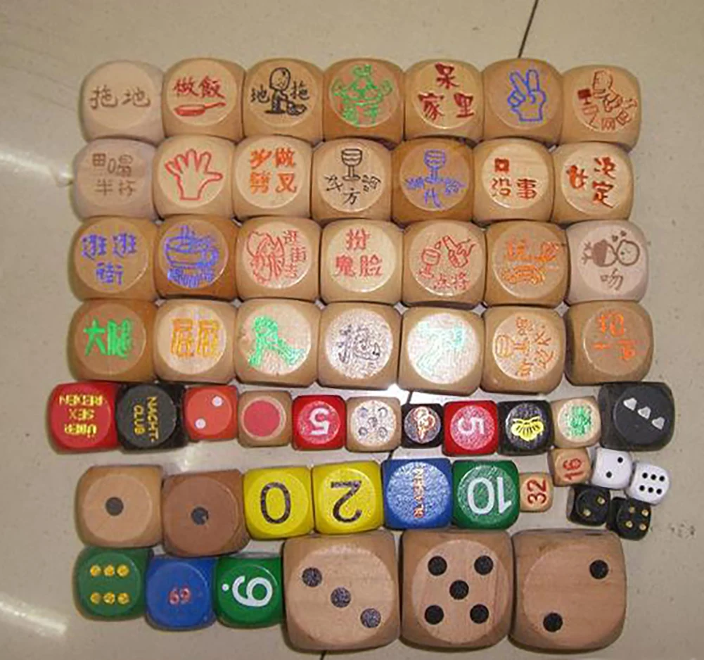 Factory Custom Wood Engraved Dice Wooden Printed Giant Yard Dice Set Playing Yard Wooden Custom Dice Kids Toys Set