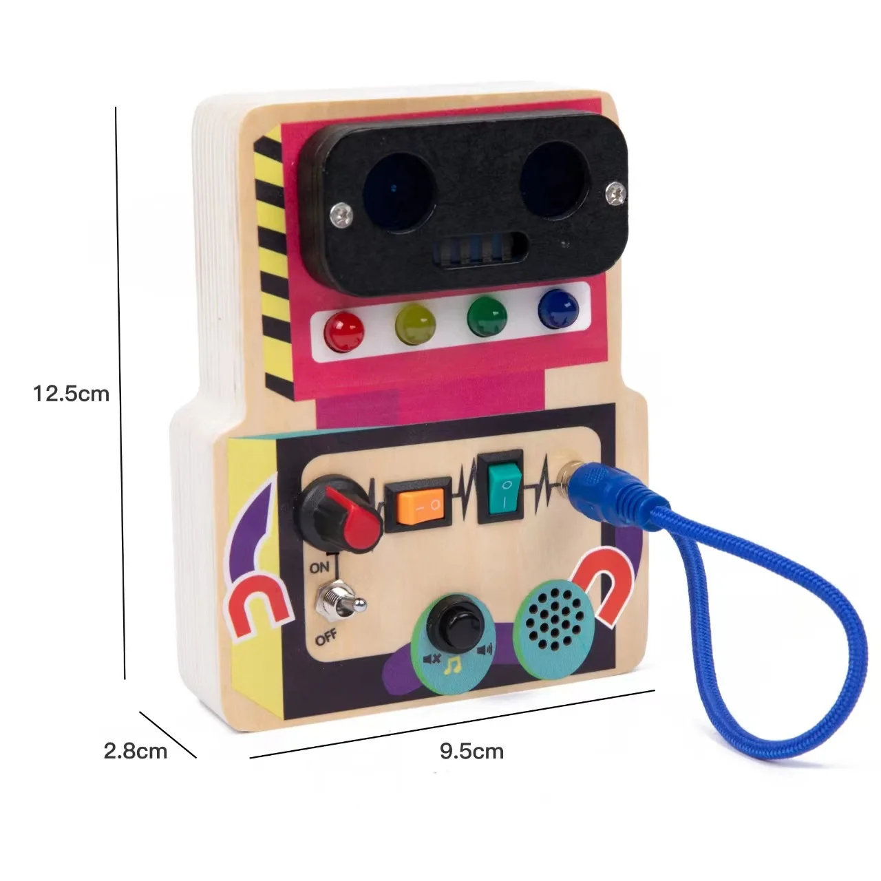 Children Wooden Switch Smile Face Toys Kids Early Educational Kids LED Light Power Button Game Montessori Bear Busy Board